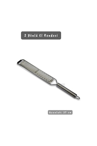 Paslanmaz Çelik El Rendesi Peynir Rendesi 2 Yönlü El Rendesi İnox 37 Cm Gri
