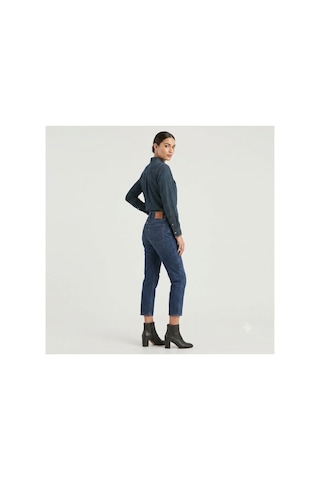 Levi's 501 Pamuklu Yüksek Bel Straight Fit Kısa Paça Jeans Kot Pantolon-yırtık Detaylı -0290 Lacivert