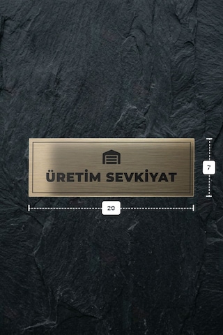 Üretım Sevkıyat Yazılı - Metal - Gold Renk - Kapı İsimliği - 20x7 Cm