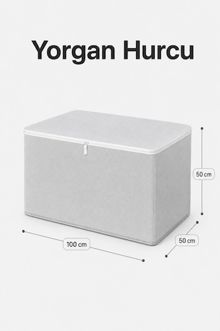 Hurç Yorgan Battaniye Saklama Hurcu Fermuarlı Geniş Hacimli Hurç 100x50x50 Cm 1 Adet Gri