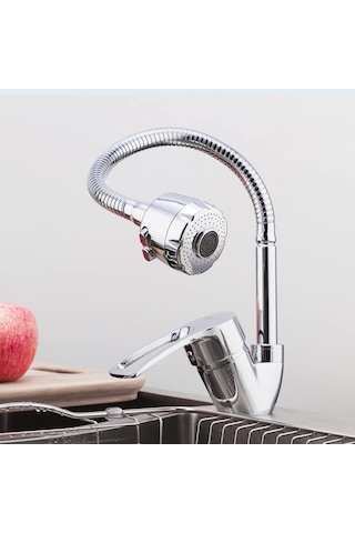 6061 Esnek 360 Hareketli 2 Fonksiyon Spreyli Kubar Musluk Ucu 48 Cm