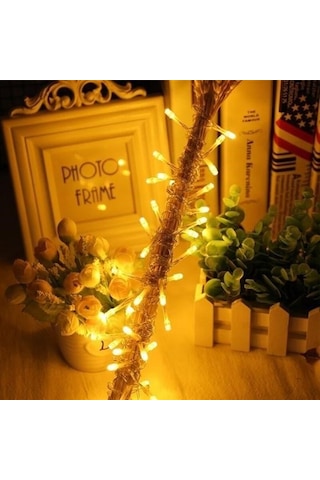 Hobibahçem 10 Metre 100 Ledli 8 Fonksiyonlu Dekoratif Lambader Sarı Lamba Günışığı