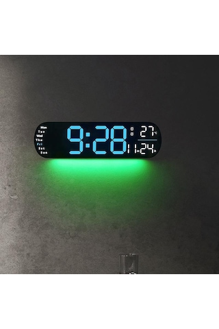 Yeşil 13.78 İnç Uzaktan Kumanda Dijital Duvar Saati Ruh Hali Işığı Zamanlama Geri Sayımı 2 Alarm Otomatik Dimmer Dst Tak Kullanım Led Çalar Saat Yeşil