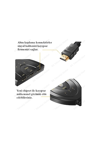 3 Port Hdmı Switcher 3 Giriş 1 Çıkışlı Hdmı Otomatik Switch