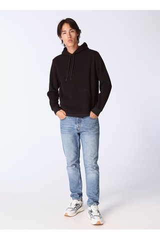 Limon Siyah Erkek Kapüşon Relaxed Düz Sweatshirt L4wm-swt9501