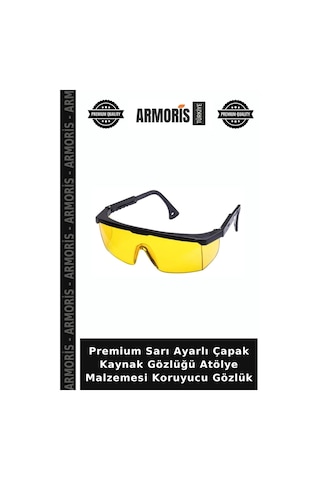 Premium Sarı Ayarlı Çapak Kaynak Gözlüğü Atölye Malzemesi Koruyucu Gözlük