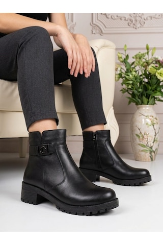 Nesilshoes Nesil Shoes Marr 822 Hakiki Deri İçi Kürklü Kadın Bot Siyah