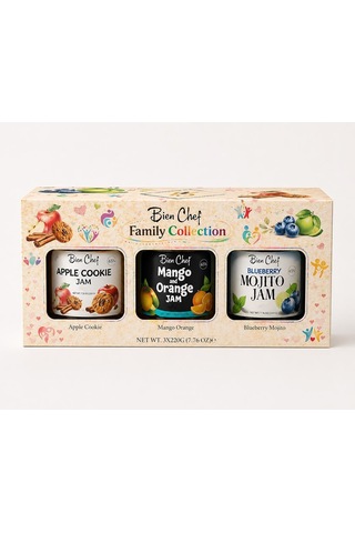 Bien Chef Aile Koleksiyonu 3'lü Reçel Seti 3x220 Gr Elmalı Kurabiye, Mango Portakal, Yaban Mersinli Mojito