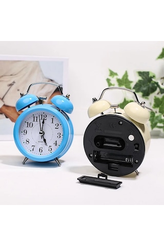Büyük Boy Metal Masaüstü Renkli Işıklı Çalar Saat 15 11cm - Siyah