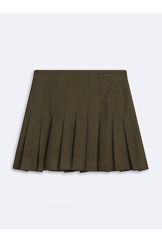 LTB Slim Fit Pileli Mini Yeşil Etek
