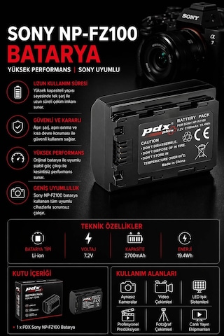 Pdx Sony Np-fz100 Batarya Yüksek Performans Sony Uyumlu
