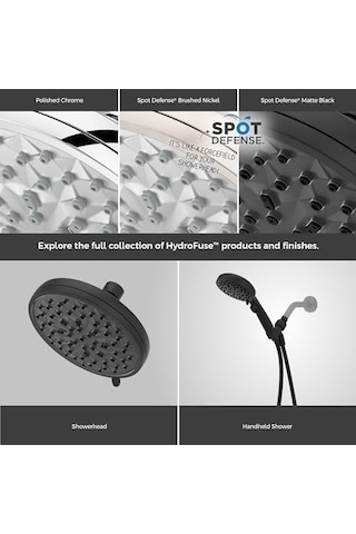 Pfister Hydrofuse Duş Başlığı, Duş Kolu Dahil Değil, 6 Fonksiyonlu, 2.5 Gpm, Spot Savunma Mat Siyah Kaplama, 015hf01sdb