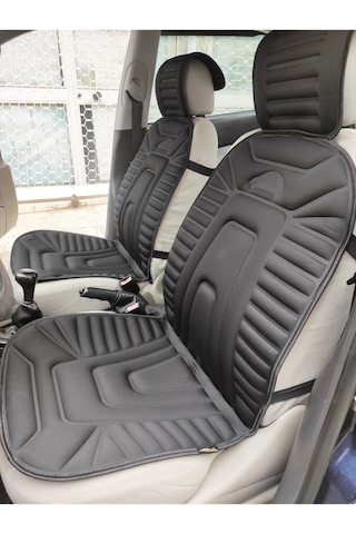 2,li Oto Koltuk Kılıfı Minder Alkantra Kumaş Siyah Renk Kabartmalı