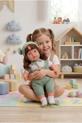 Konuşan Bebeğim 60 Cm Türkçe Konuşan Örgü Tulum Ve Şapkalı Kafası Bacakları Kolları Et Oyuncak Bebek 05521482
