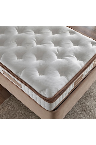 Nironyatak Niron Queen Çift Kişilik Pedli Yatak Seti 150X200 Sütlü Kahve Kum