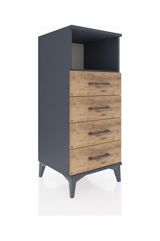 Hyperion Komodin Tek Raflı 4 Çekmeceli 44x44x106 Antrasit-çam Antrasit