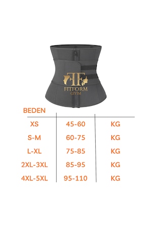 Fitform Giyim Sauna Etkili Sıkılaştırıcı Ve Toparlayıcı Unisex Termal Bel Korse Keme Black Siyah Renk