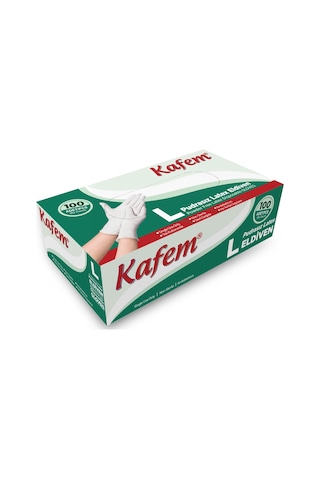 Kafem Beyaz Lateks Eldiven Pudrasız (L) 100 Lü X 20 Paket (Koli)