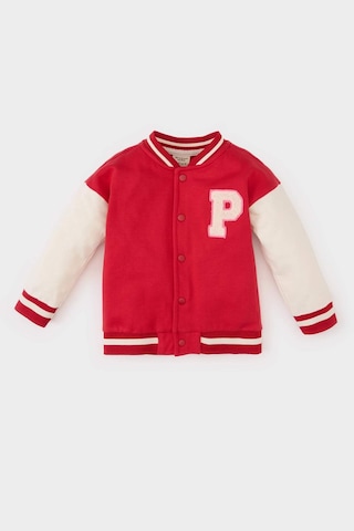 DeFacto Kız Bebek Baskılı Kolej Yaka İçi Yumuşak Tüylü Bomber Hırka D7873A525SPRD54 Kırmızı