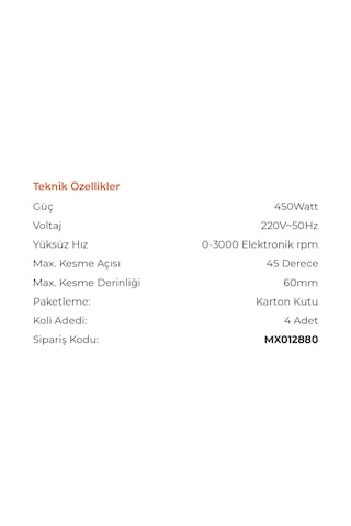 Max Extra MX2880 Elektronik Devirli Planya Makinesi 450 Watt