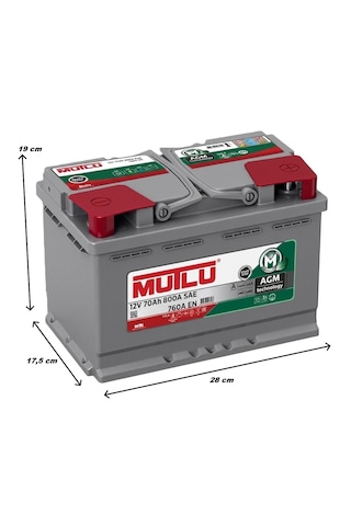 Mutlu Agm Start-stop 12 V 70 Ah 760 En Akü