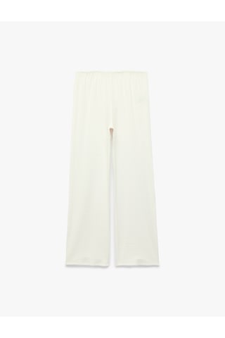 Koton Bürümcük Kumaş Düz Bol Paça Pantolon Beyaz 6sak40110ek