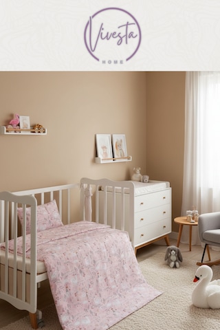 Hayvan Desenli Pamuk Bebek Pike Seti Yumuşak, Antialerjik ve Nefes Alan Kumaş Pembe Renkli