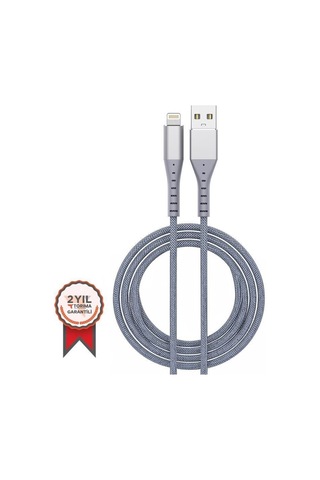 Delux Serisi Şarj Kablosu Lightning Usb Ap210 Gri 3.0a Yedek Kablo Ofis Aksesuarı