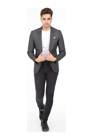 Sposo 5132 Dar Kalıp Yarım Astarlı Siyah Erkek Blazer Ceket Siyah
