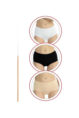 U.s Polo Assn. 67008 Kadın Yüksek Bel Pamuklu 3'lü Külot-siyah&beyaz&ten mix color