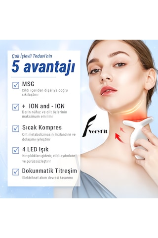 VeryFit Çift Yönlü 4 Modlu Led Işıklı Elektrikli Yüz Masaj Aleti