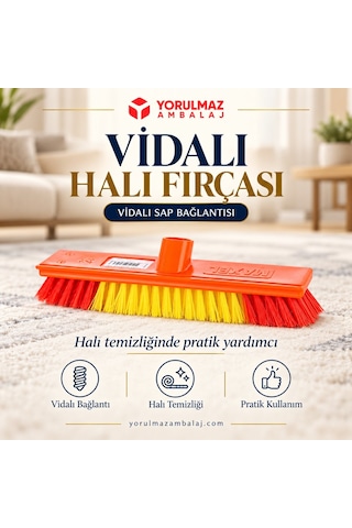Maxel Halı Fırçası Vidalı Y414 Sert Kıllı, Kazıyıcılı Yer Ve Zemin Fırçası