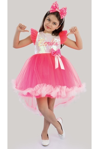 Beyaz Barbie Ponpon Kuyruk Etekli Barbie Taçlı Kız Çocuk Doğum Günü Parti Elbisesi-beyaz Beyaz