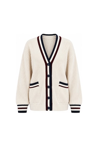 Laluvia Krem - Bordo Renkli Cepli Hırka - 2y241143 Laluvia Krem - Bordo Renkli Cepli Hırka - 2y241143