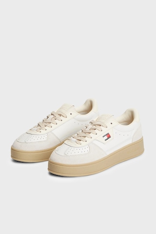 Tommy Jeans Logolu Deri Sneaker Ayakkabı Kadın Ayakkabı En0en03091 Ybl Beyaz