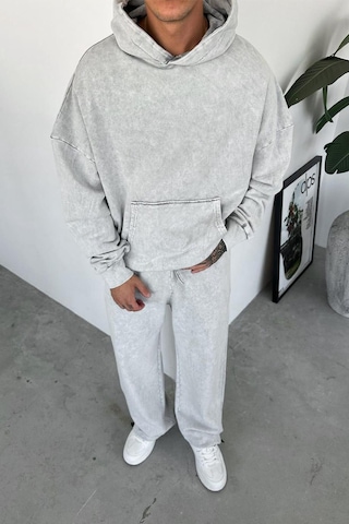 Gri Basic Yıkamalı Oversize Sweatshirt Gri