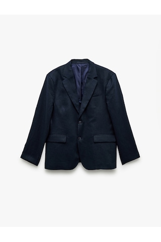 Koton Düğmeli Kapaklı Cep Detaylı Mono Yaka Keten Blazer Ceket Lacivert 5sam50019hw Lacivert