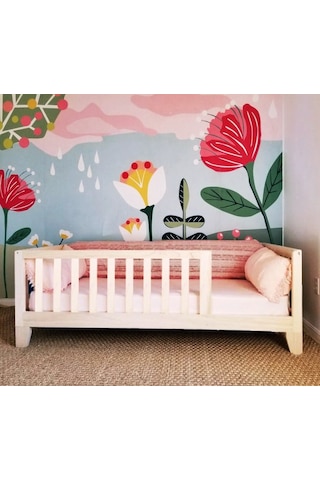 Köşk_Mobilya Montessori Yatak Ahşap Yatak Tüm Ölçülerde Karyola Çatısız Model