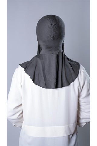 Hürrem Bone Antrasit Pratik Hazır Geçmeli Şal Şifon Kumaş Hijab Bone 3009 25