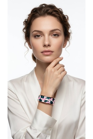 Enamel Bileklik- Green-pink Sarı