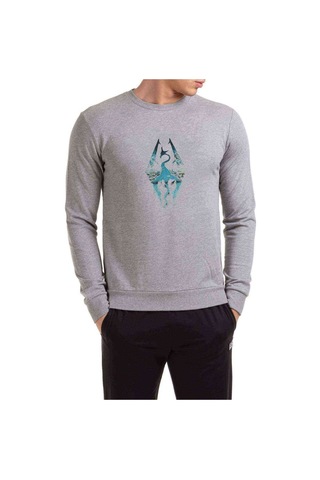Minimalism Skyrim Background Metal Rock Music Gri Erkek Sweat