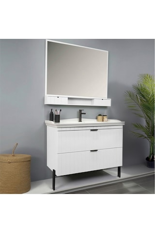 Kobos Noble 100 Cm Banyo Dolabı Seti Bianco Beyaz