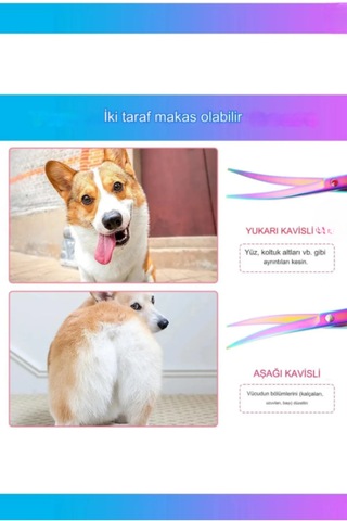 Esenliwe Deri Çantalı Pet Shop Evcil Hayvan Kedi Köpek Makası 3 Parça 17 CM