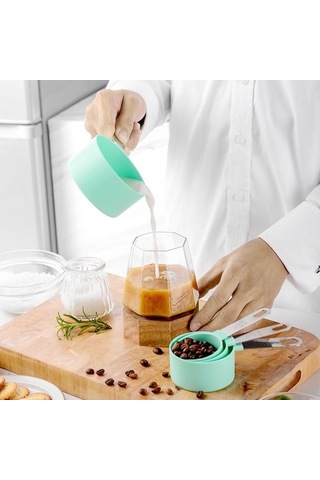 Pazly Yüksek Kaliteli Gümüş Siyah Ölçüm Kaşığı - Çay, Kahve, Şeker, Tuz, Un Ölçme Fincan Mutfak Araçları Siyah