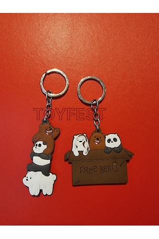 Kafadan Ayılar Figürleri - Grizzly - Panda - Ice 2 Li Çanta Akesuarı Anahtarlık Seti - Model 2