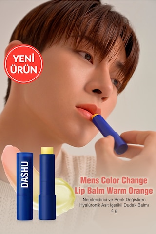 Renk Değiştiren, Hyalüronik Asitli Nemlendirici Balm Dashu Mens Color Change Lip Balm Warm Orange