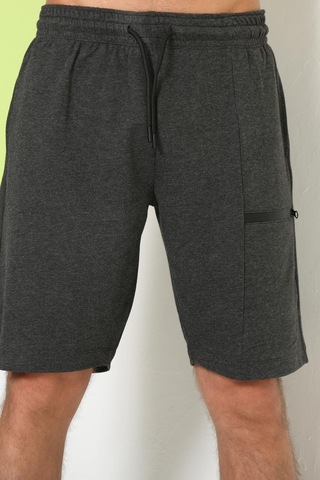 Erkek Fermuar Detaylı Şort Antrasit