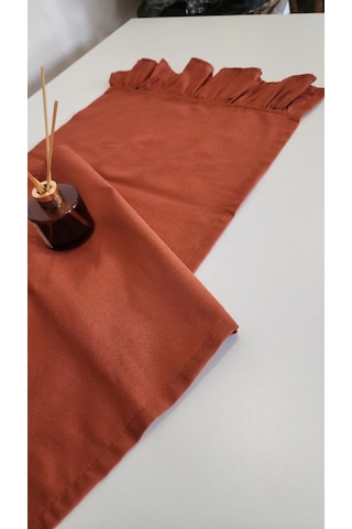 Venüs Keten 2-kenar Fırfırlı Vintage Runner Örtü Kiremit 40x110