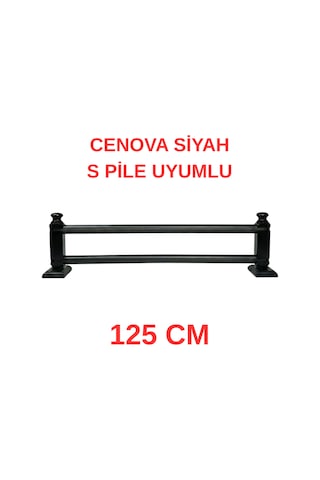 Cenova S Pile Ve Perde Düğmesi Uyumlu Çetray Çift Raylı Modern Ahşap Rustik Siyah 125 Cm Siyah