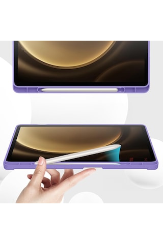 Samsung Galaxy Uyumlu Tab S10 Plus X820 12.4 İnç Kılıf Premium Silikon Kalem Bölmeli Smart Case Kapaklı Kılıf